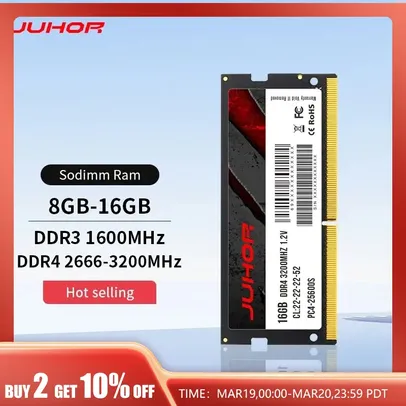 [ Taxa Inclusa ] Memória RAM Juhor DDR4 para Notebook 16GB 3200mhz