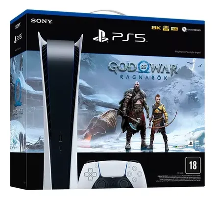 Console Playstation 5 Edição Digital 825gb Com God Of War Ragnarök Sony Cor Branco/Preto