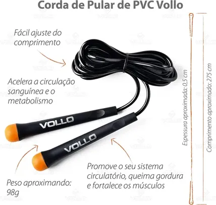 [ PRIME | + POR - R$ 16,92 ] Corda de Pular de PVC 275 x 0.5 cm Vollo Sports
