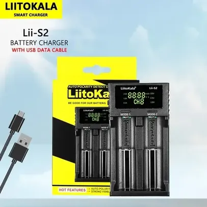 [Taxa Inclusa] LiitoKala Carregador de Pilha / Bateria de Lítio NiMH, Lii-S2