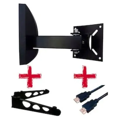 Suporte Biarticulado de Parede Brasforma SBRP-136 para TVs LCD, LED, Plasma e 3D de 10” a 55” + Suporte DVD + Cabo HDMI