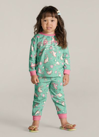Pijama brilha no escuro de malha infantil menina Brandili - 10