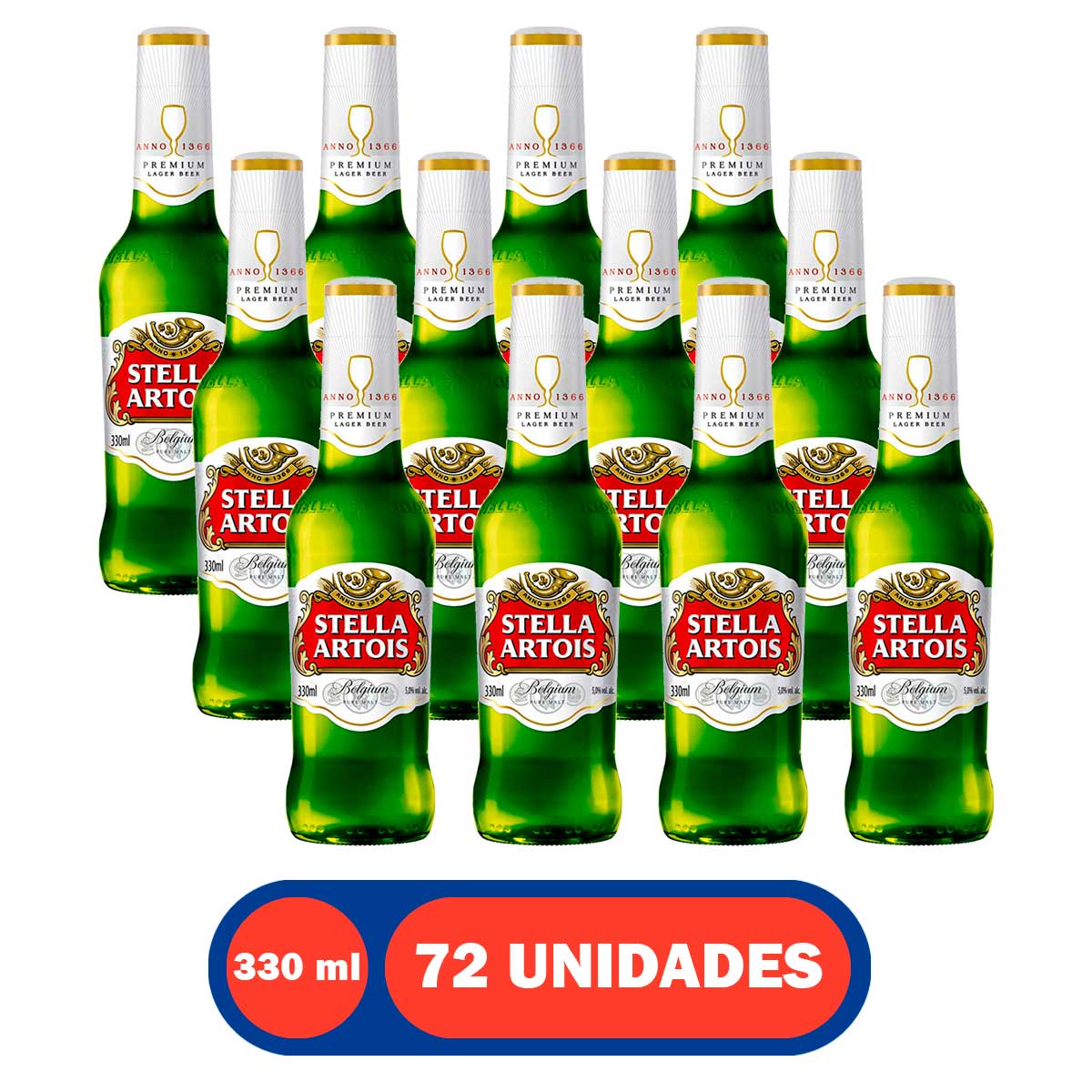 Cerveja Lager Premium Puro Malte Stella Artois Garrafa 330 ml 72 Unidades