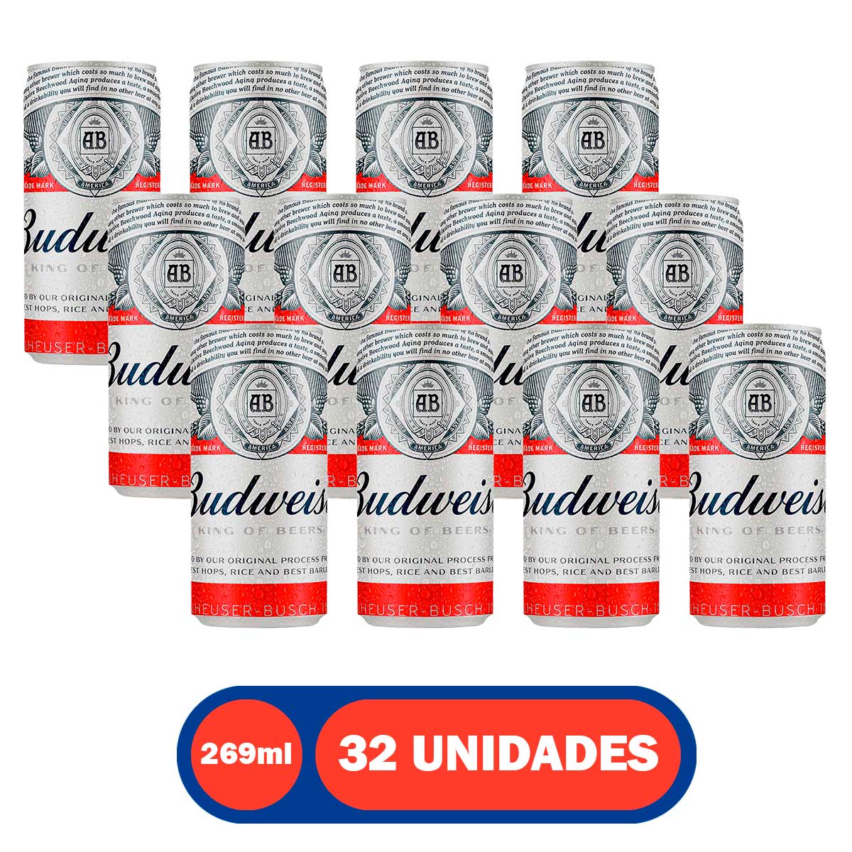 Cerveja Budweiser American Lager Lata 269ml - 32 Unidades