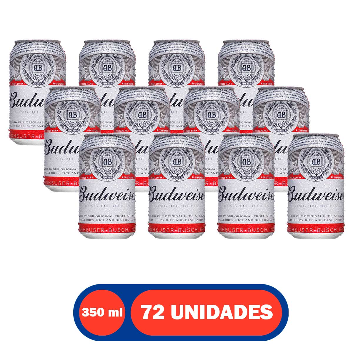 Cerveja Budweiser Lata 350 ml 72 Unidades