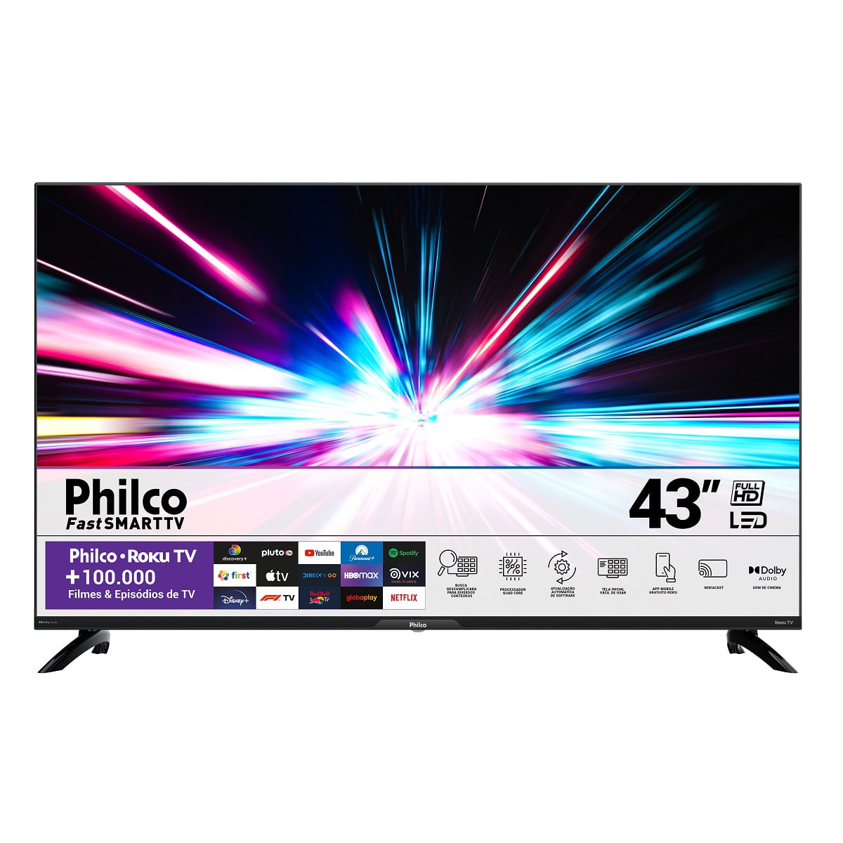 Smart TV Philco 43 Polegadas PTV43G7ER2CPBLF Full HD LED Dolby Audio Roku TV