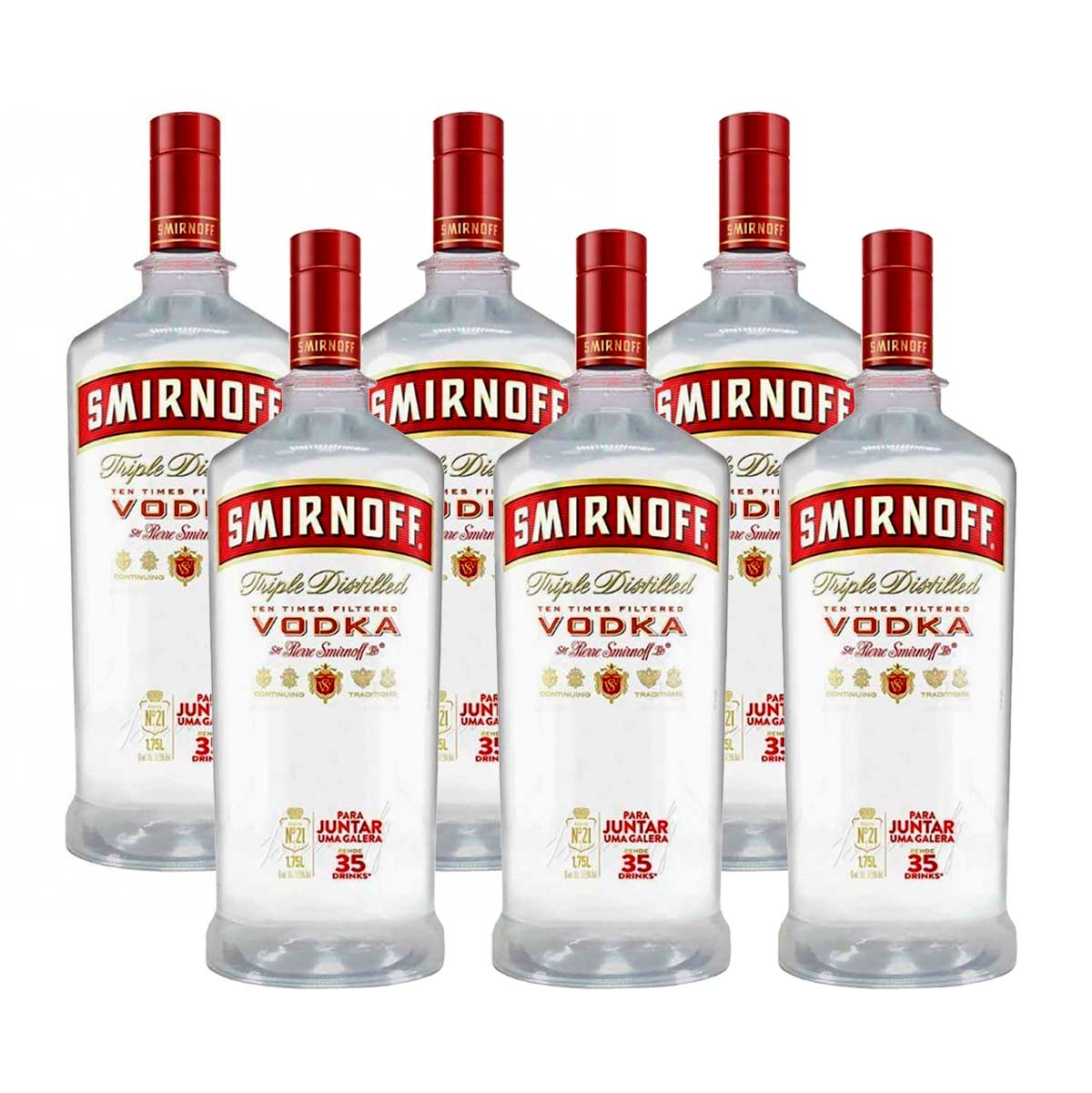 Caixa 6 Unidades Vodka Smirnoff - 1750ml Cada