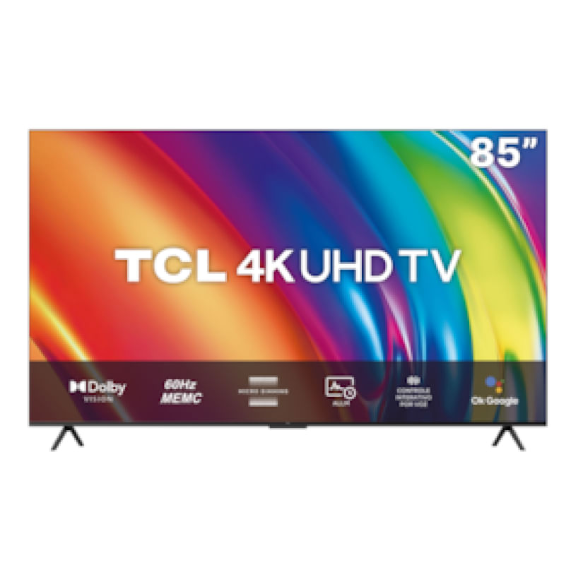 Smart TV TCL 85" LED P745 4K UHD Google TV Wi-Fi bluetooth Google Assistant Dolby Atmos - 85P745