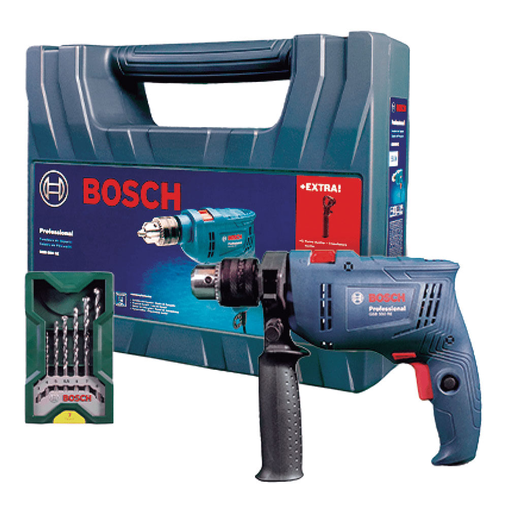 Furadeira de Impacto 550W 1/2" Bosch GSB 550 com Maleta e 7 Brocas