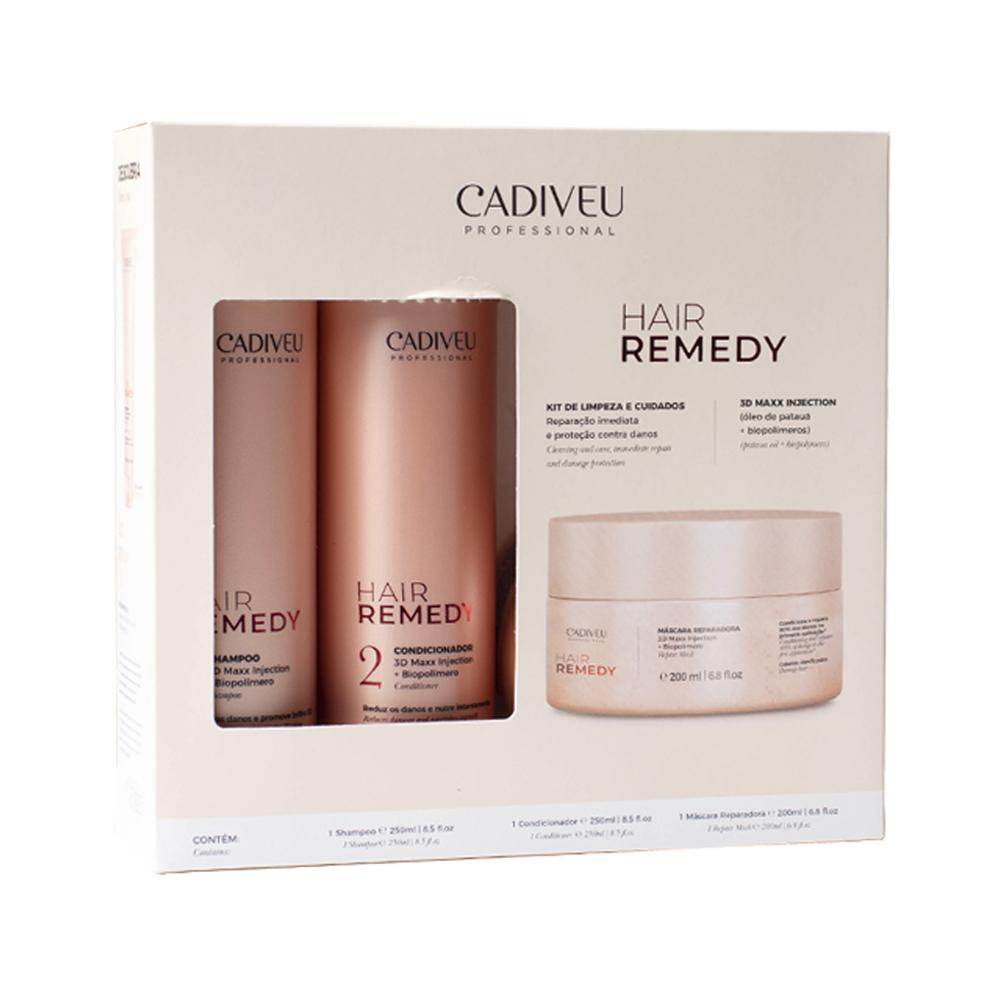 Kit Cadiveu Hair Remedy Shampoo 250ml + Condicionador 250ml + Máscara 200ml