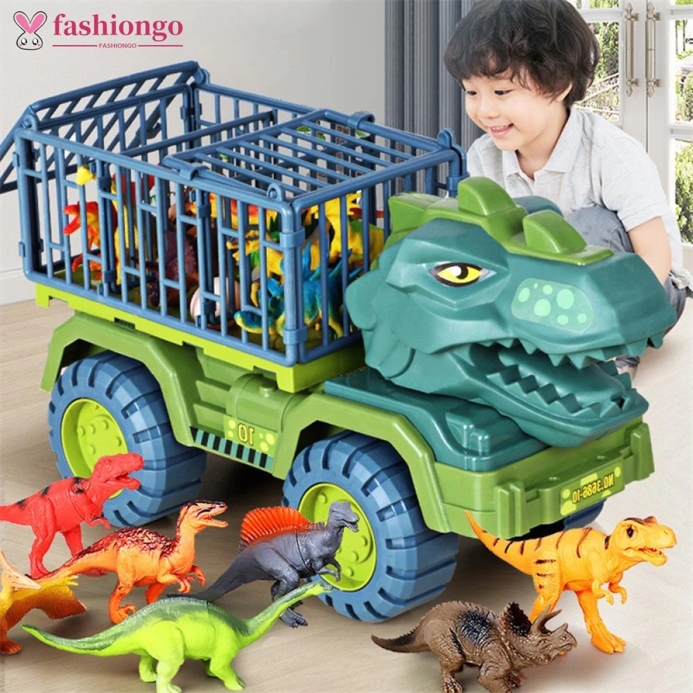 FASHIONGO Crianças Brinquedos Do Carro Tamanho Grande Transporte Engenheiro Dinossauro Escavadeira Veículos Caminhão Brinquedo Puxar Para Trás Veículo Presentes B3F9