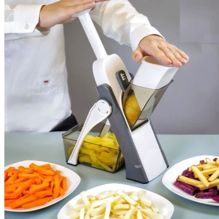 Cortador Fatiador Mandoline Multifuncional 5 Funções para Cortar Batata Legumes e Vegetais Food Chopper Inovador