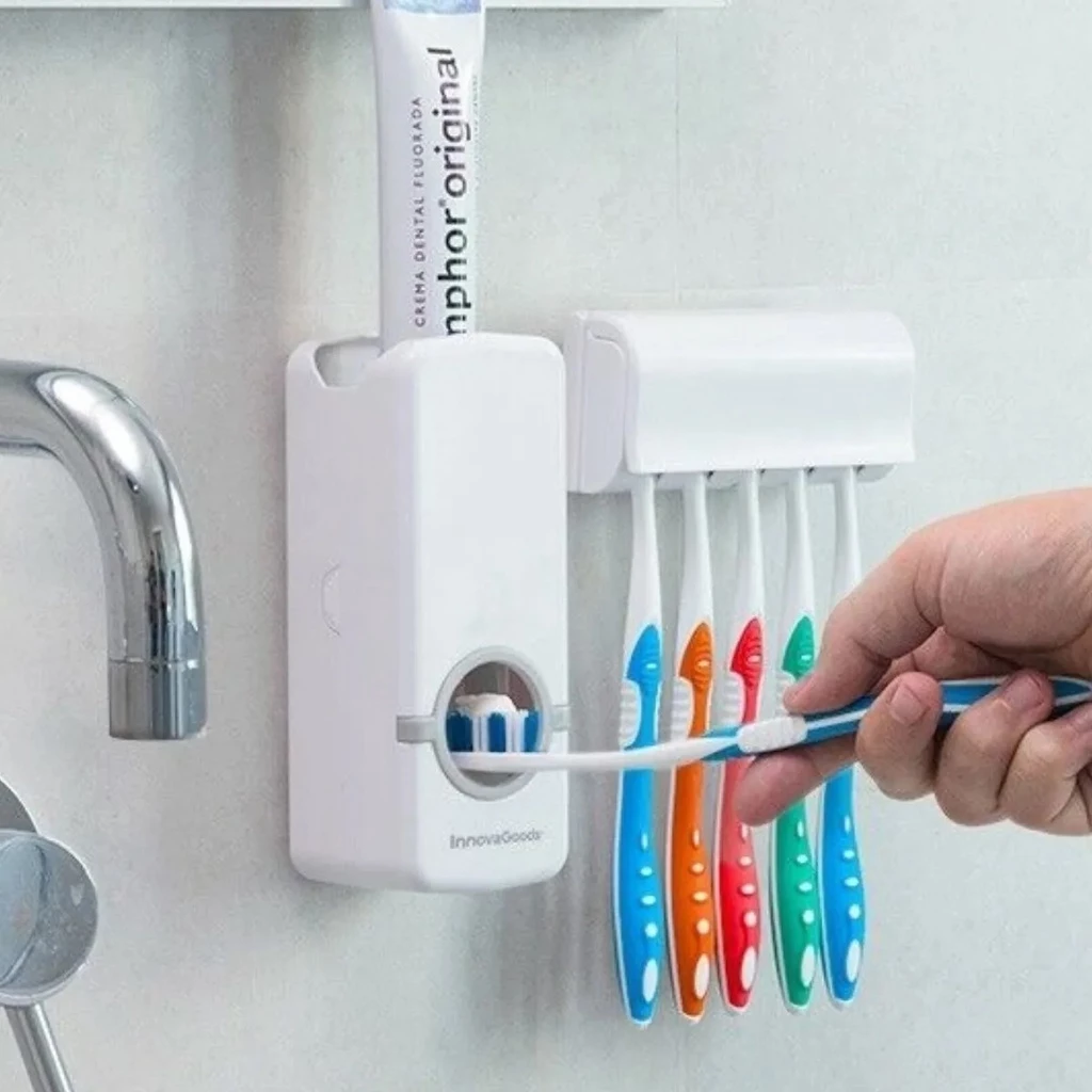 Dispenser Automático Pasta De Dente Creme Dental Porta Escova Com Suporte Prático Econômico