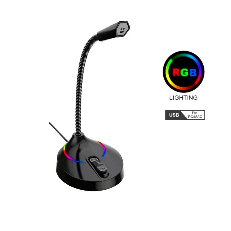 Microfone de mesa USB RGB Gamer para computador PC notebook Profissional