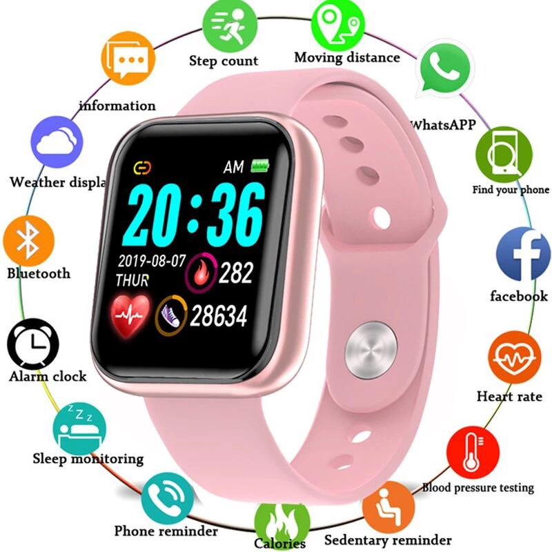 Smartwatch relógio inteligente y68 d20s smart watch tem  na tela e funções de controle de fotos.