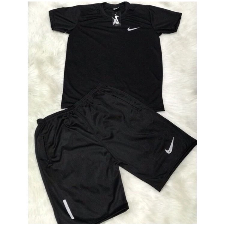 Conjunto Kit 1 Camiseta Masculina Dry Fit Academia + 1 Bermuda Esportiva bordada treino