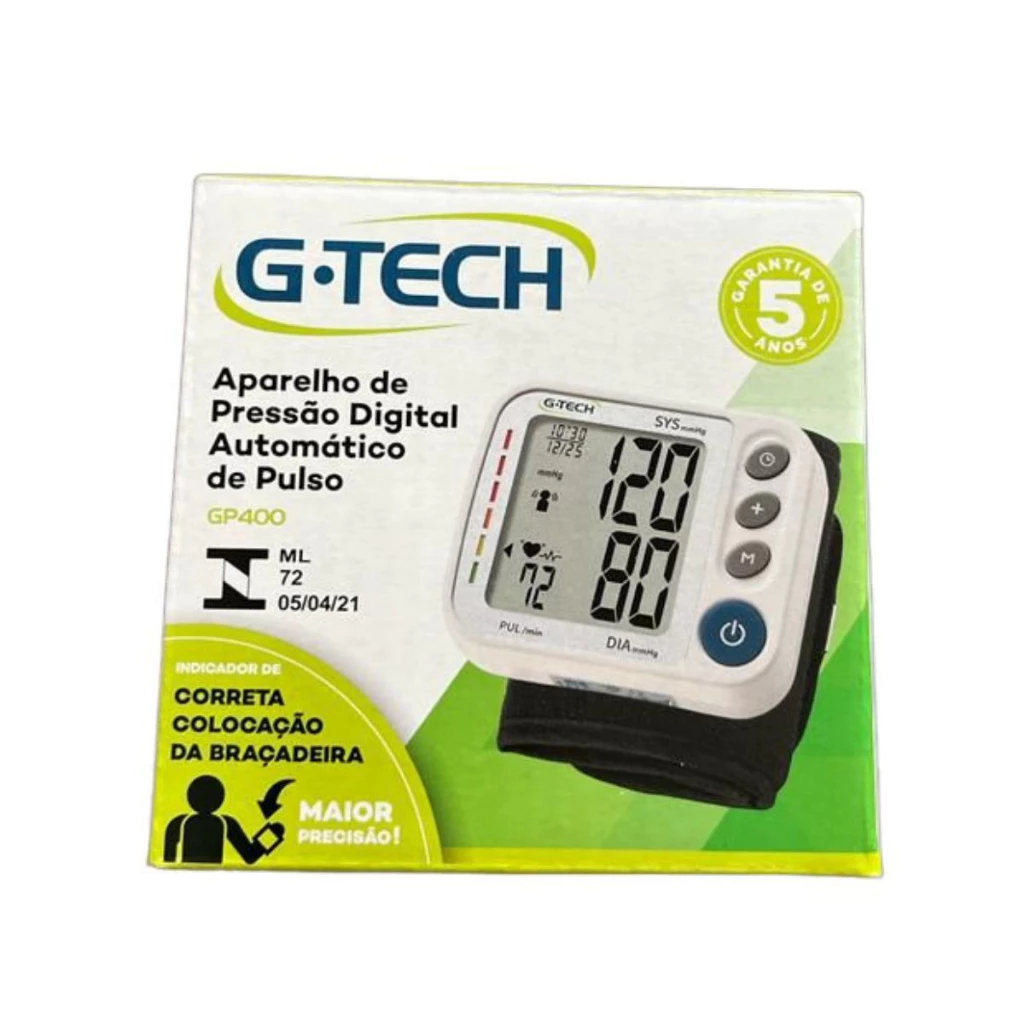 aparelho de pressão digital pulso automatico gtech gp400