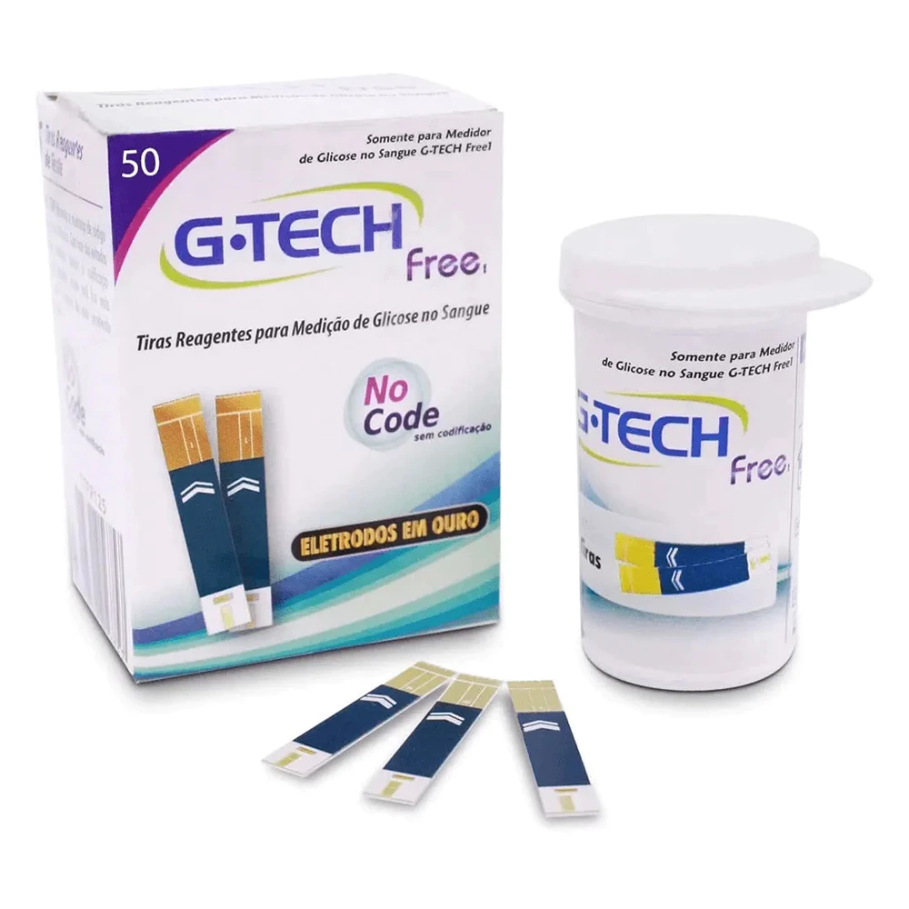 Tiras Reagentes Para Medição de Glicose Free - 50 Unidades - G-TECH
