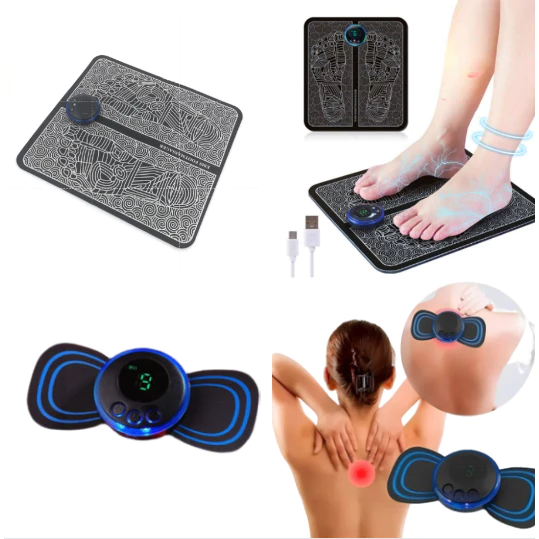 Kit Massagem Tapete+Mini Massageador Eletrico Alivia Dores Corpo Fisioterapia