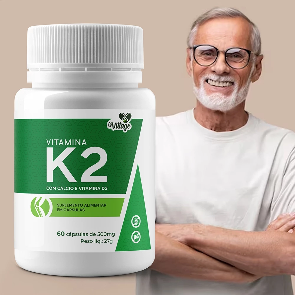 Vitamina K2 Mk7 Cálcio + vitamina D3 Menaquinona-7  VITTAGE