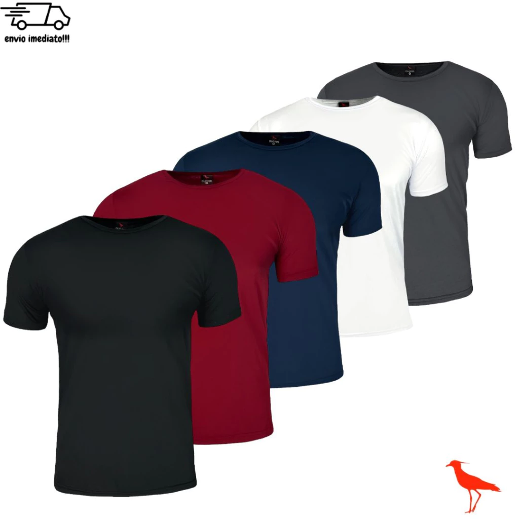Kit 5 Camisetas Masculina Lisas Algodão 100% Confortável Academia Ducam 10 Cores Sortidas 30.1