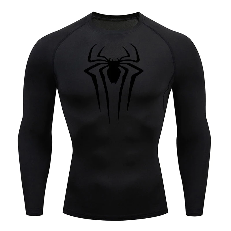Camisa De Compressão Camiseta Homem-Aranha Manga Longa Ginásio Sweat Running Top Sport Protetor Solar Seco Rápido Roupa Esportiva
