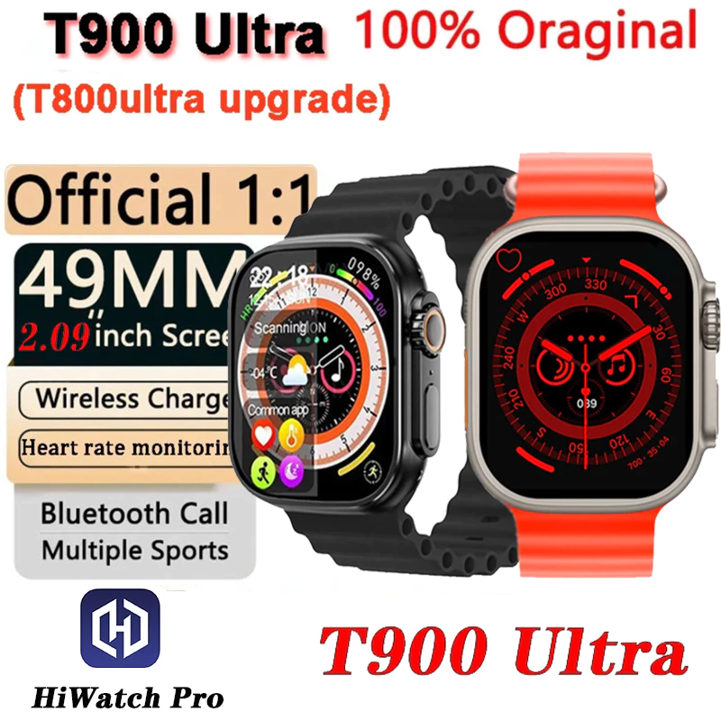 2023 T900 Ultra Smartwatch 1 : 1 Tela Original Série 8 2.09 Polegadas Bluetooth À Prova D'água Jogos De 49mm Carregamento Sem Fio