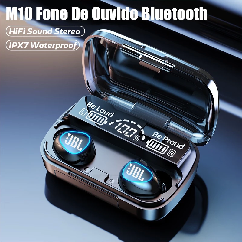 Fone De Ouvido Sem Fio JBL M10 TWS Bluetooth 5.1 9D À Prova D'água Com Microfone