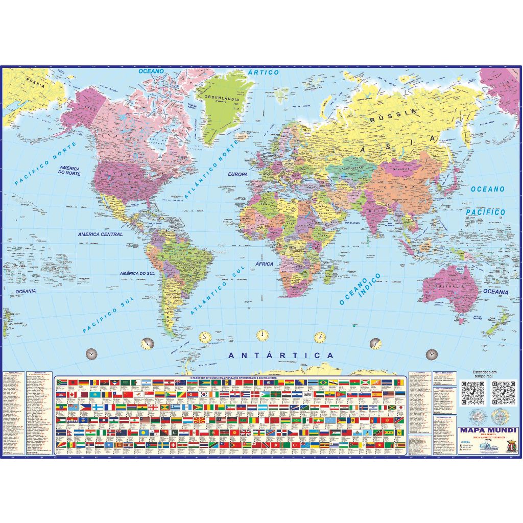 Mapa Mundi Político Escolar Especial Estatístico Geográfico Atlas Poster Geografia