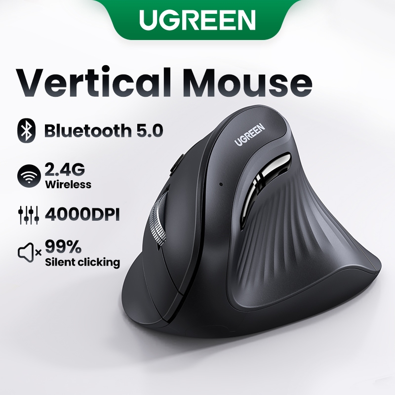 Mouse Vertical UGREEN Ergonômico 4000DPI Sem Fio Silent Click