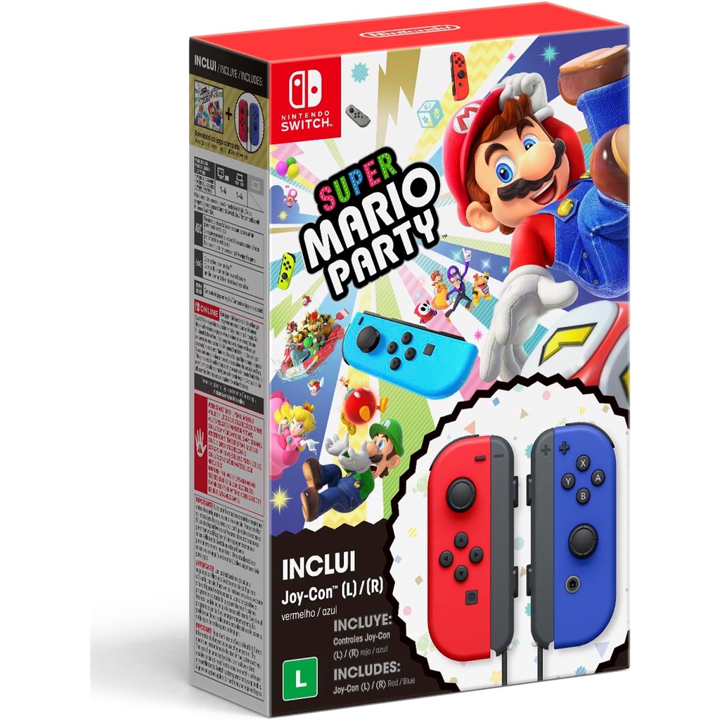 Controle Nintendo Switch Joy-Con + Jogo Digital Super Mario Party - HBCNADFJACF3