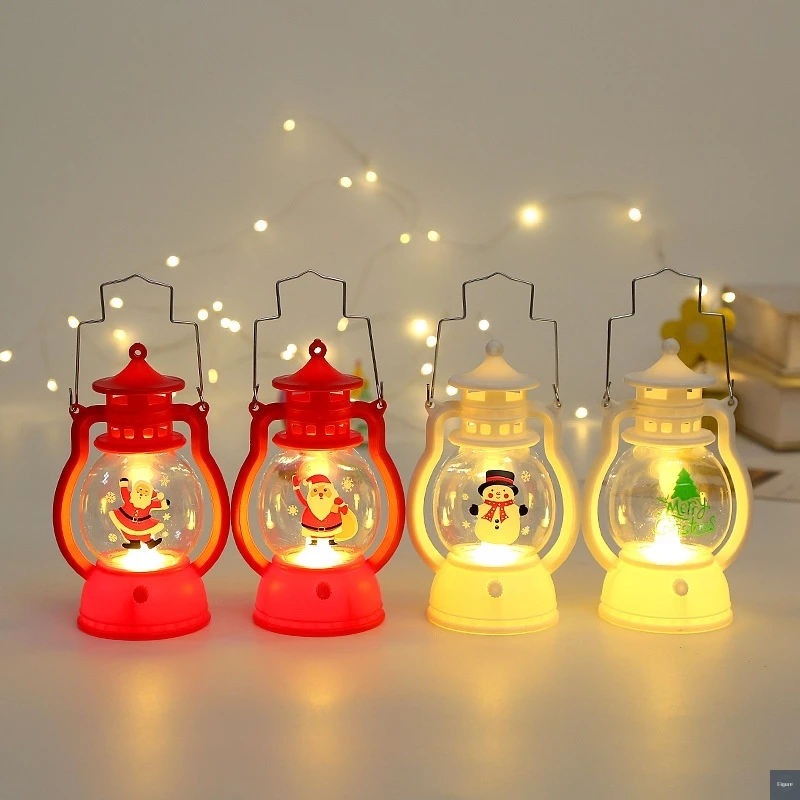 Lâmpada De Natal Vento LED Vela Eletrônica Velho Cena De Neve Decoração Portátil Layout De Pequeno Óleo