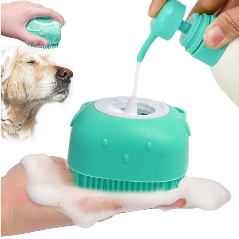 Esponja Para Banho de Silicone com Dispenser Massageador Escova Shampoo Sabonete Liquido Infantil Pet Crianças