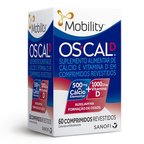 Suplemento Alimentar Os-Cal D Cálcio 500mg + Vitamina D 1000UI Mobility 60 comprimidos