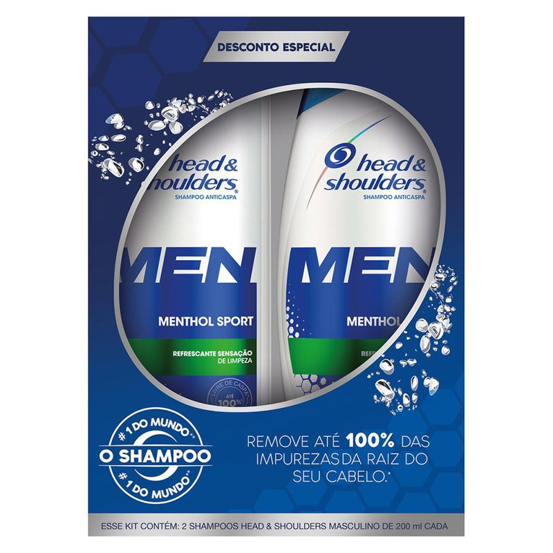 Shampoo Head Shoulders Men 2x200ml Menthol Sport Especial