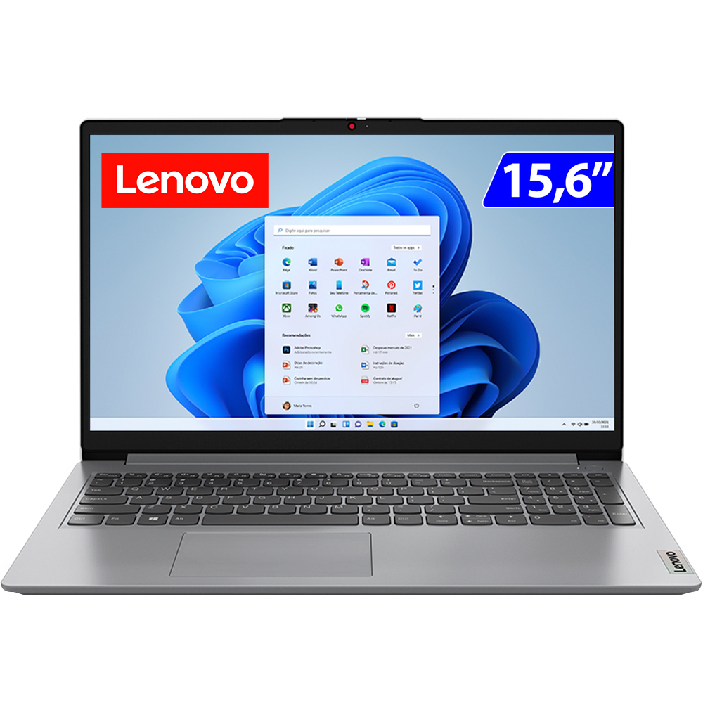 Notebook Lenovo Ideapad 1 I3 W11 4Gb 256Gb Ssd 15.6" 82Vy000tbr - Cinza - Cinza - Bivolt