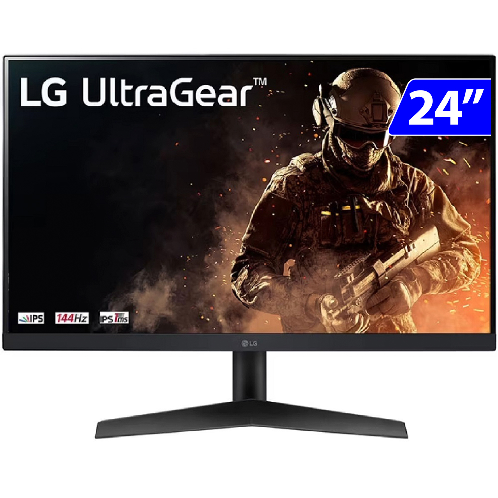 Monitor Gamer Ultragear Lg Led Ips 24" Widescreen Full Hd Hdmi Dp 24Gn60r-B - Preto - Bivolt