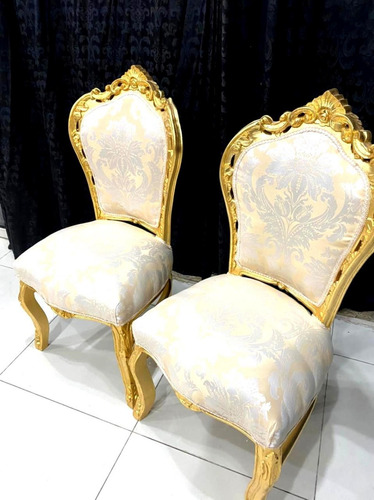 Conjunto 10 Cadeiras Folha Ouro Rica Em Entalhes