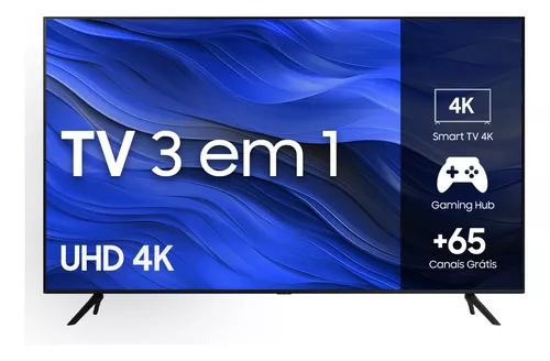 Smart TV 70" Samsung UHD 4K 3 HDMI 1 USB Bluetooth WI-FI Gaming Hub Tela sem Limites Alexa Built IN - UN70CU7700GXZD