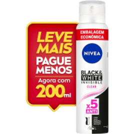 10 Unidades Desodorante Nivea Antitranspirante Aerossol Invisible Black & White Clear - 200ml