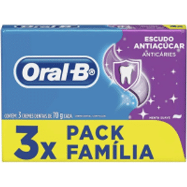 3 Pacotes Creme Dental Oral-B Escudo Anti Açúcar 70g - 3 Unidades Cada