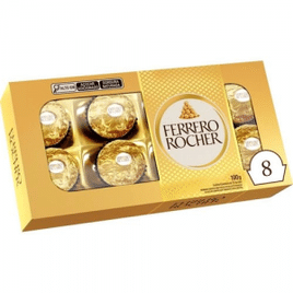 Bombom Ferrero Rocher Chocolate ao Leite 8 Unidades 100g