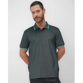 Camisa polo masculina regular com botão mescla - Verde Esmeralda | Pool Basics by