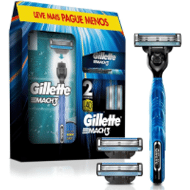 Kit Gillette Mach3 Aparelho de Barbear 1 Unidade + 2 Cargas