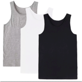 Kit com 3 Camisetas Regatas Masculina Lisa Premium 100% Algodão