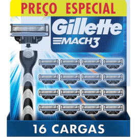Carga para Aparelho de Barbear Gillette Mach3 - 16 Unidades