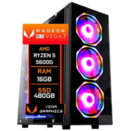 PC Gamer Fácil AMD Ryzen 5 5600g Radeon Vega 7 Graphics 16GB DDR4 3000mhz SSD 480GB Fonte 500W Windows