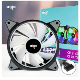 Aigo-Ventilador Argb com Dissipador de Calor RGB para PC 120mm Sincronização Aura Porta Sata 12cm AR