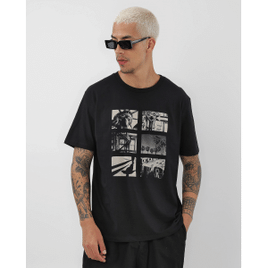 Camiseta masculina regular retratos Nova Iorque preta | Pool by
