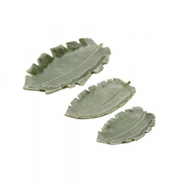 Conjunto de Travessas Lyor Banana Leaf Cerâmica 3 Peças - Verde